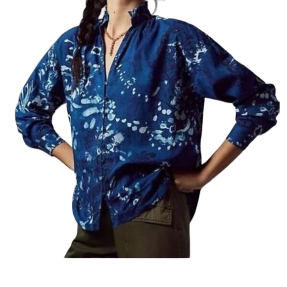 ANTHROPLOGIE PILCRO Womens S The Tavi Ruffled Buttondown Top Shirt Floral Beach - Picture 16 of 16